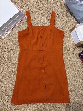 Rust Button-Front Mini Dress